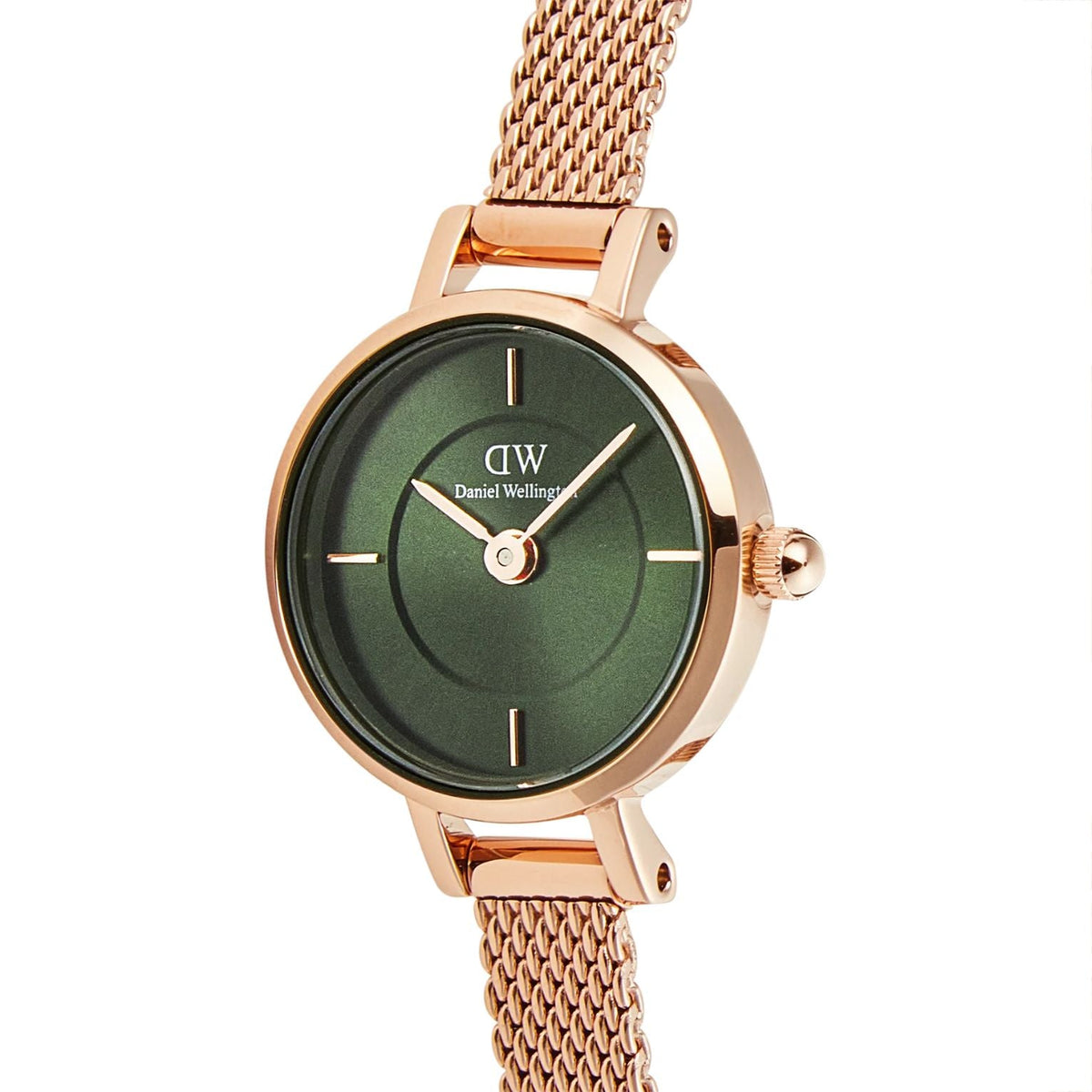 Daniel Wellington Petite Mini DW00100742 analog damklocka med grön urtavla och armband i rostfritt stål