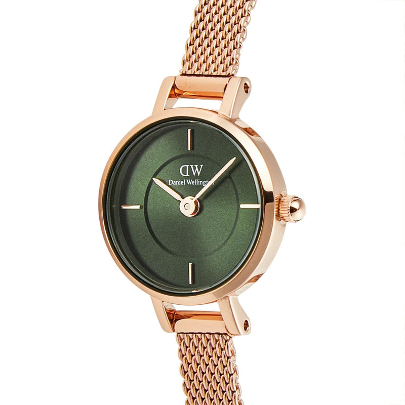 Daniel Wellington Petite Mini DW00100742 analog damklocka med grön urtavla och armband i rostfritt stål