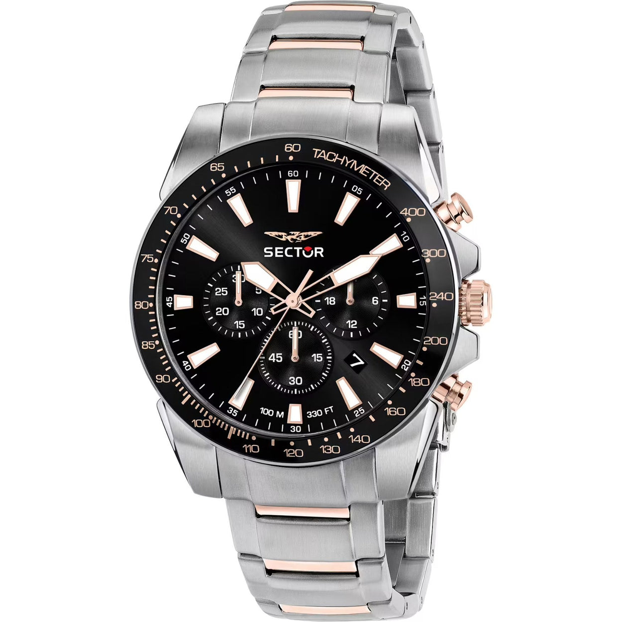 Sector 450 R3273776007 analog herrklocka med svart urtavla och armband i rostfritt stål
