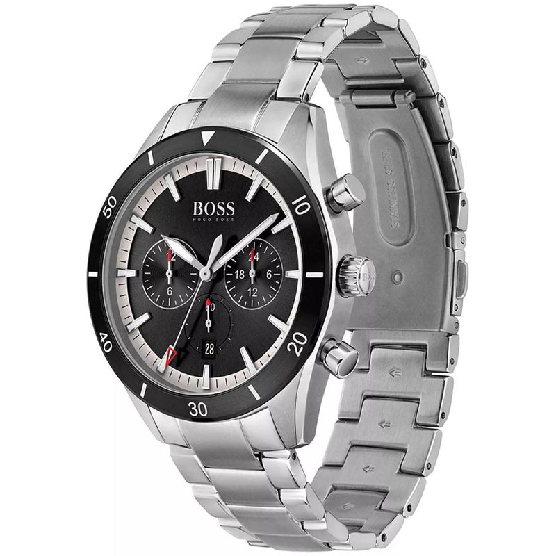 Hugo Boss Santiago 1513862 analog herrklocka med svart urtavla och armband i rostfritt stål