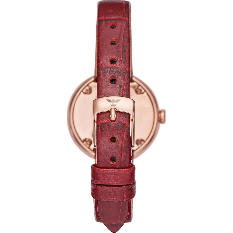 Emporio Armani AR11357 analog damklocka med vit urtavla och armband i läder