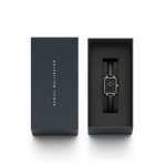 Daniel Wellington Quadro Pressed Sheffield Gold DW00100560 analog damklocka med svart urtavla och armband i läder