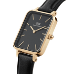 Daniel Wellington Quadro Pressed Sheffield Gold DW00100560 analog damklocka med svart urtavla och armband i läder