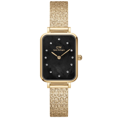 Daniel Wellington Quadro DW00100583 analog damklocka med svart urtavla och armband i rostfritt stål