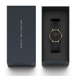 Daniel Wellington Petite Ashfield DW00100245 analog damklocka med svart urtavla och armband i rostfritt stål