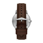 Fossil Minimalist FS6019SET analog herrklocka med brun urtavla och armband i läder