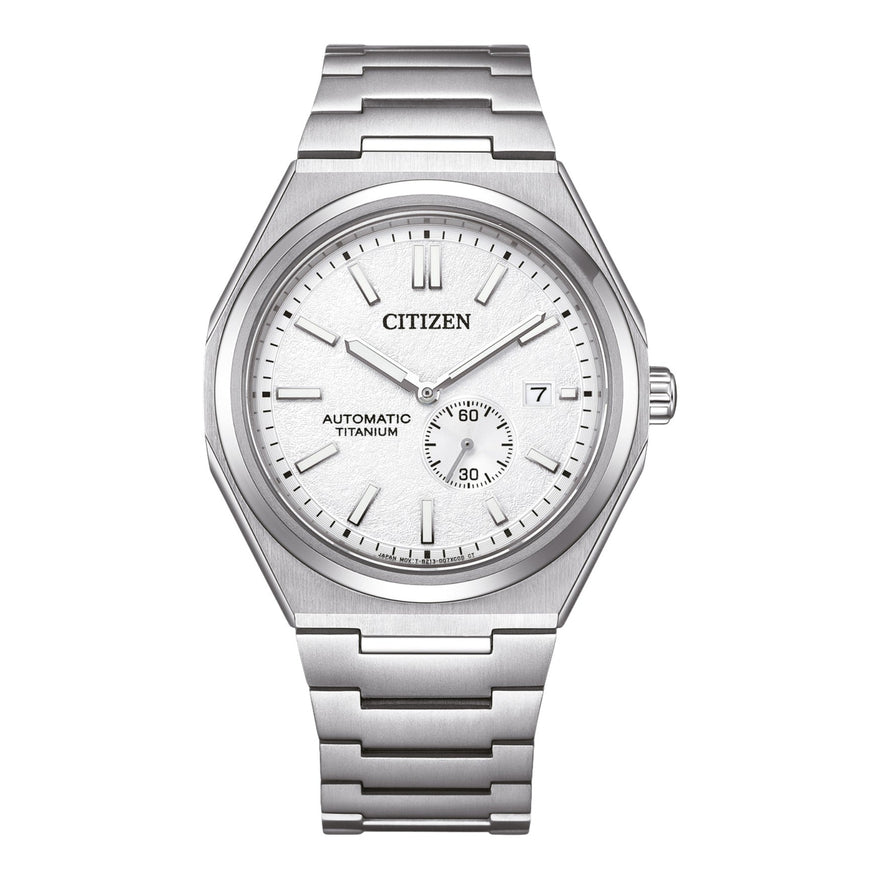 Citizen Super Titanium NJ0180-80A analog herrklocka med vit urtavla och armband i titan