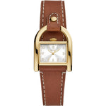 Fossil Harwell ES5264 analog damklocka med vit urtavla och armband i läder