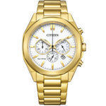 Citizen Eco-Drive Chronograph CA4592-85A analog herrklocka med vit urtavla och armband i rostfritt stål