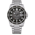 Citizen Eco-Drive Sport Marine AW1816-89E analog herrklocka med svart urtavla och armband i rostfritt stål