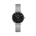 Daniel Wellington Petite Lumine DW00100593 analog damklocka med svart urtavla och armband i rostfritt stål