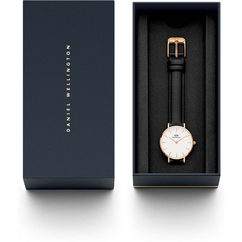 Daniel Wellington Classic Petite DW00100230 analog damklocka med vit urtavla och armband i läder