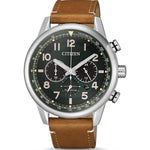 Citizen Eco-Drive CA4420-21X analog herrklocka med grön urtavla och armband i läder