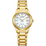 Citizen Eco Drive FE1242-78D analog damklocka med vit urtavla och armband i rostfritt stål