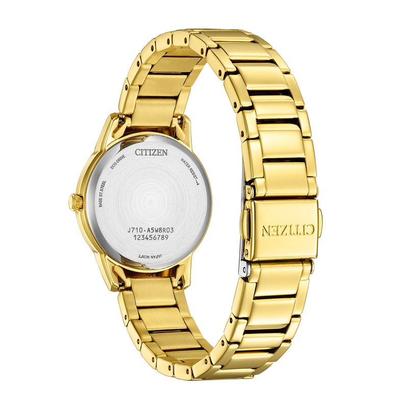 Citizen Eco Drive FE1242-78D analog damklocka med vit urtavla och armband i rostfritt stål