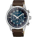 Citizen Eco-Drive CA4420-13L analog herrklocka med blå urtavla och armband i läder