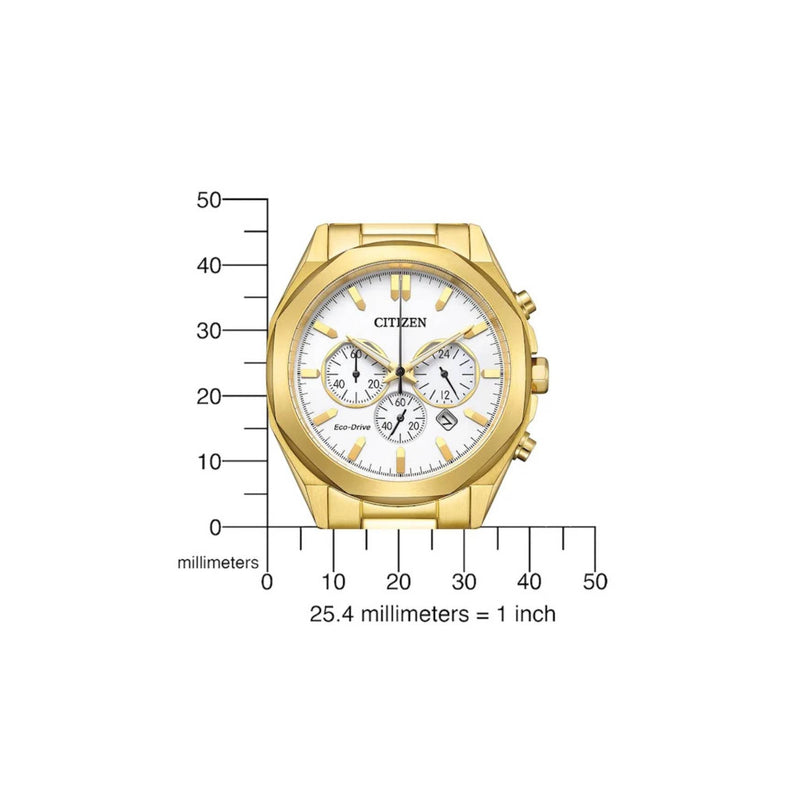Citizen Eco-Drive Chronograph CA4592-85A analog herrklocka med vit urtavla och armband i rostfritt stål