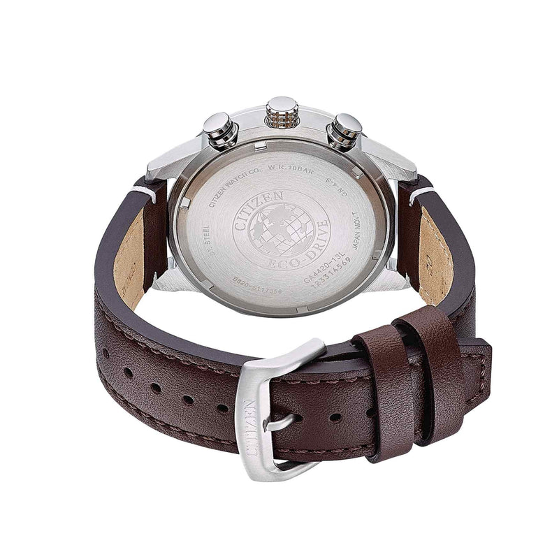 Citizen Eco-Drive CA4420-13L analog herrklocka med blå urtavla och armband i läder