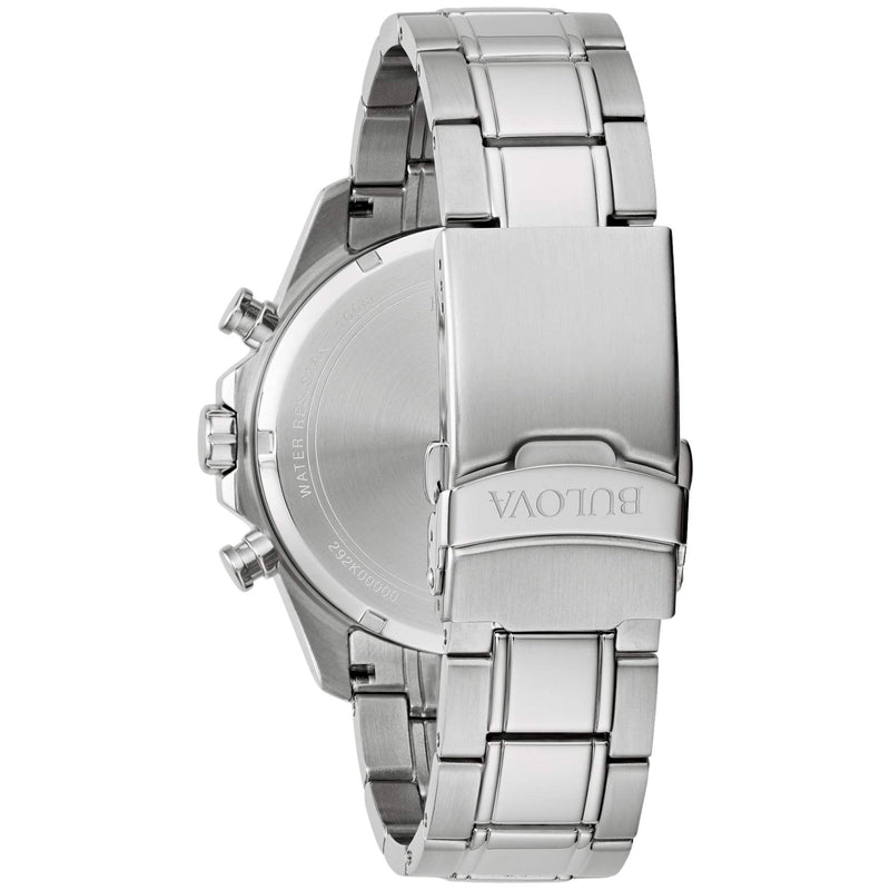 Bulova Marine Star 96B395 analog herrklocka med orange urtavla och armband i rostfritt stål