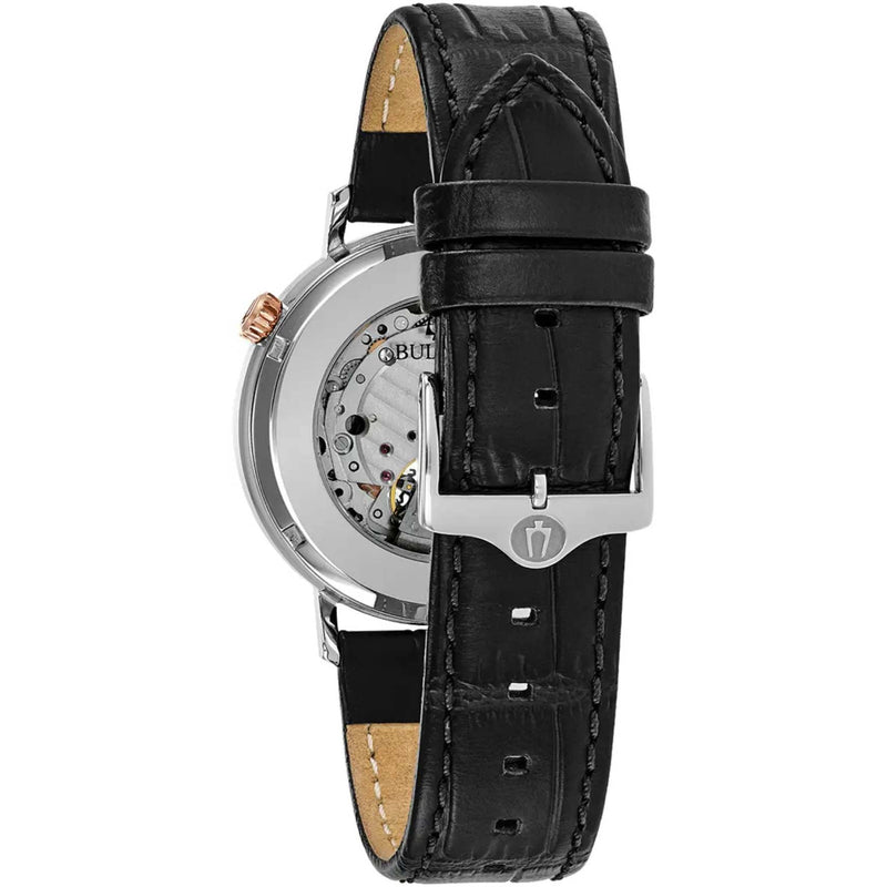 Bulova Classic Automatic 98A187 analog herrklocka med grå urtavla och armband i läder