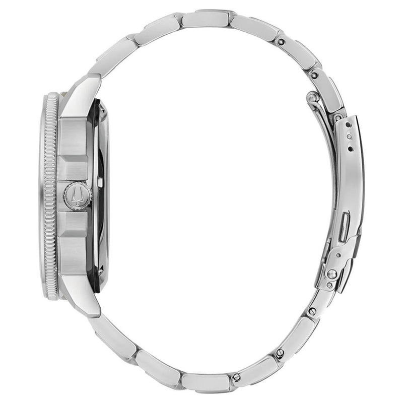 Bulova Marine Star 96A289 analog herrklocka med blå urtavla och armband i rostfritt stål