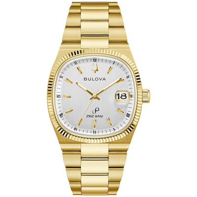 Bulova Classic Super Seville 97B223 analog unisexklocka med vit urtavla och armband i rostfritt stål