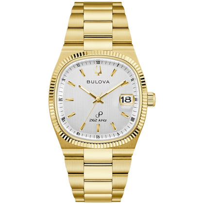 Bulova Classic Super Seville 97B223 analog unisexklocka med vit urtavla och armband i rostfritt stål