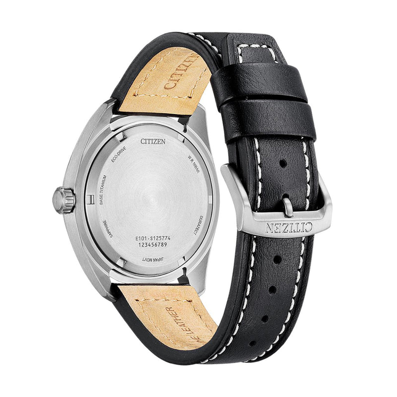 Citizen Eco Drive BM8560-29EE analog herrklocka med svart urtavla och armband i läder