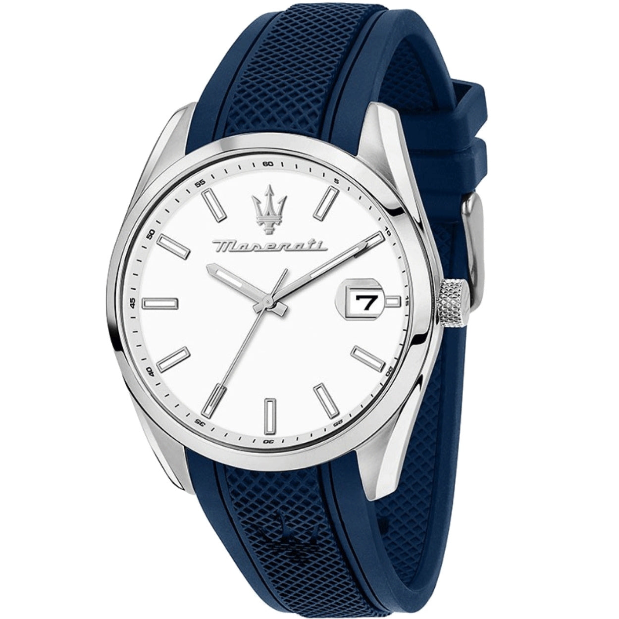 Maserati Attrazione R8851151007 analog herrklocka med vit urtavla och armband i läder