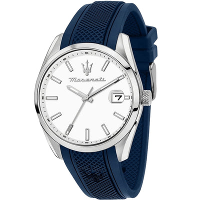 Maserati Attrazione R8851151007 analog herrklocka med vit urtavla och armband i läder