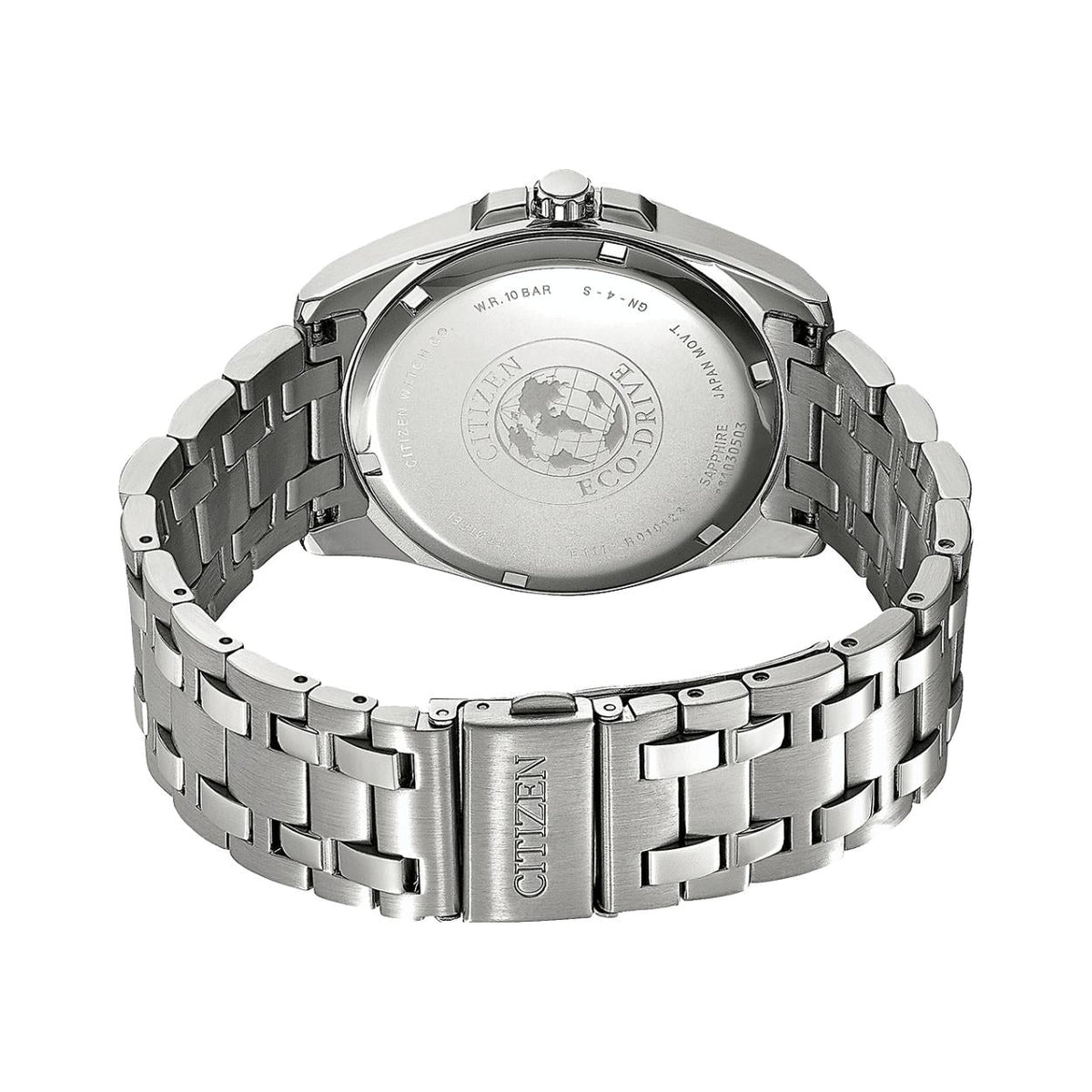 Citizen Eco-Drive BM7108-81L analog herrklocka med blå urtavla och armband i rostfritt stål
