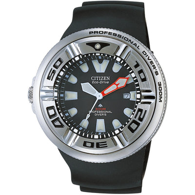 Citizen Professional Diver BJ8050-08E analog herrklocka med svart urtavla och armband i gummi