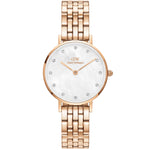 Daniel Wellington DW00100613 Petite Lumine 5-Link analog damklocka med vit urtavla och armband i rostfritt stål