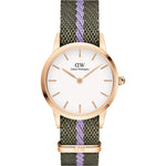 Daniel Wellington Iconic DW00100680 analog damklocka med vit urtavla och armband i nylon