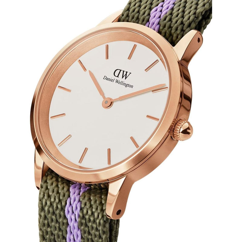 Daniel Wellington Iconic DW00100680 analog damklocka med vit urtavla och armband i nylon