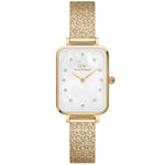 Daniel Wellington Quadro Lumine Pressed DW00100582 analog damklocka med vit urtavla och armband i rostfritt stål