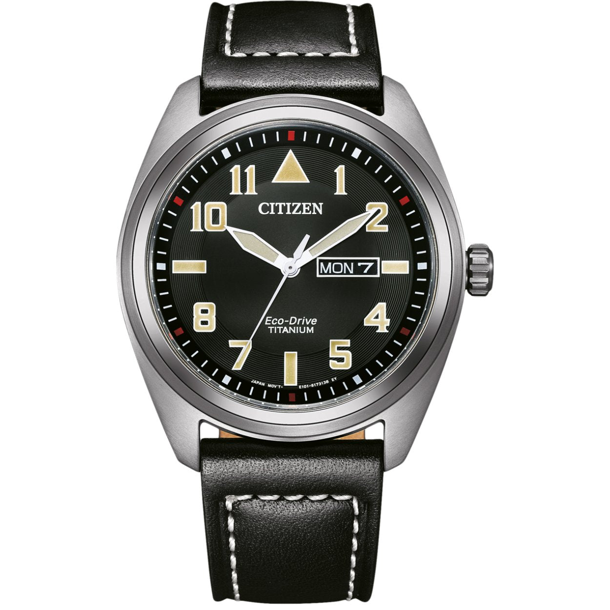 Citizen Eco Drive BM8560-29EE analog herrklocka med svart urtavla och armband i läder