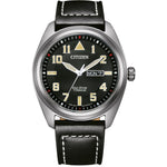 Citizen Eco Drive BM8560-29EE analog herrklocka med svart urtavla och armband i läder