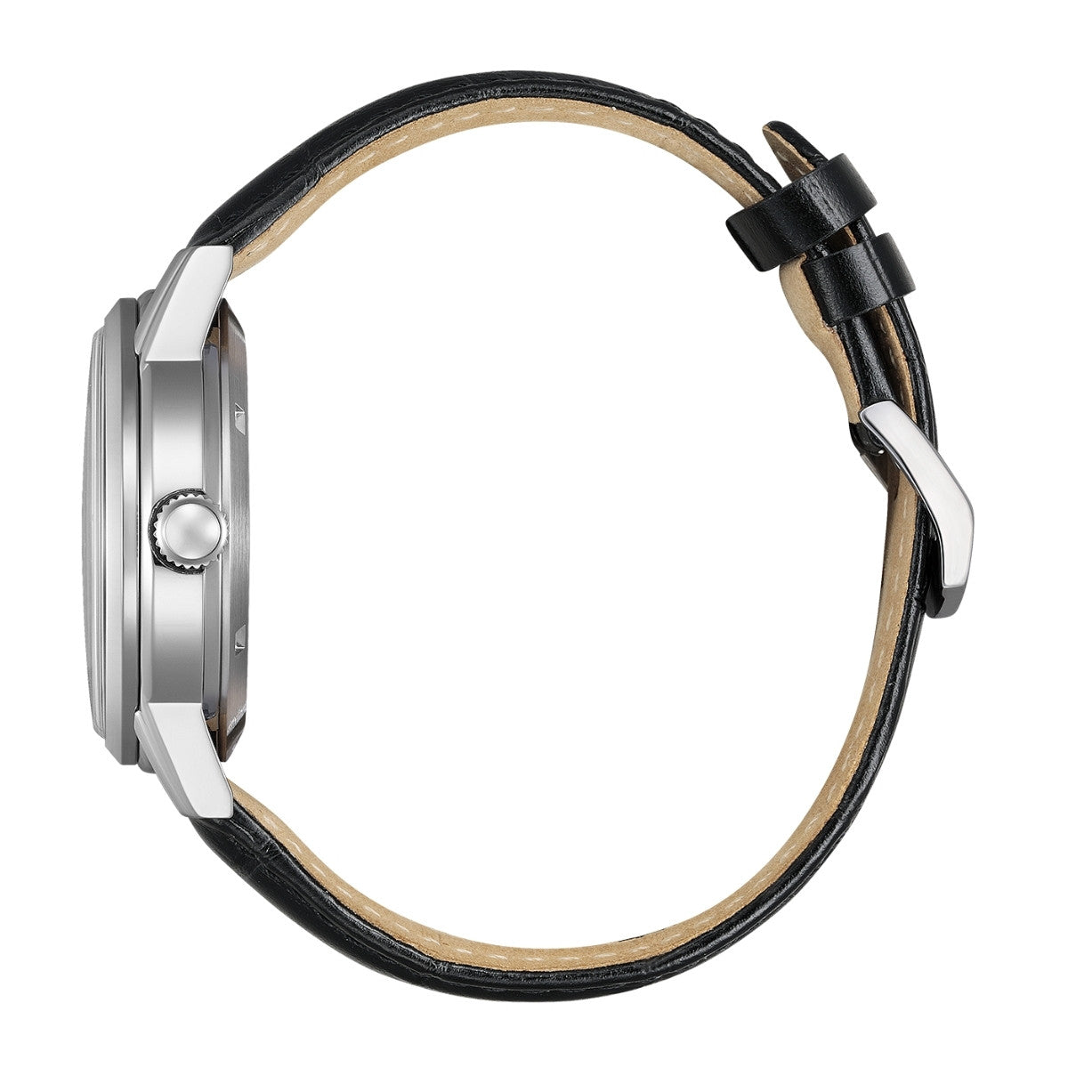 Citizen Automatisk Herrklocka NJ0210-05E analog herrklocka med svart urtavla och armband i läder