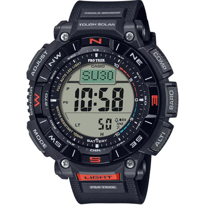 Casio PRO TREK PRG-340-1ER digital unisexklocka med svart urtavla och armband i resin