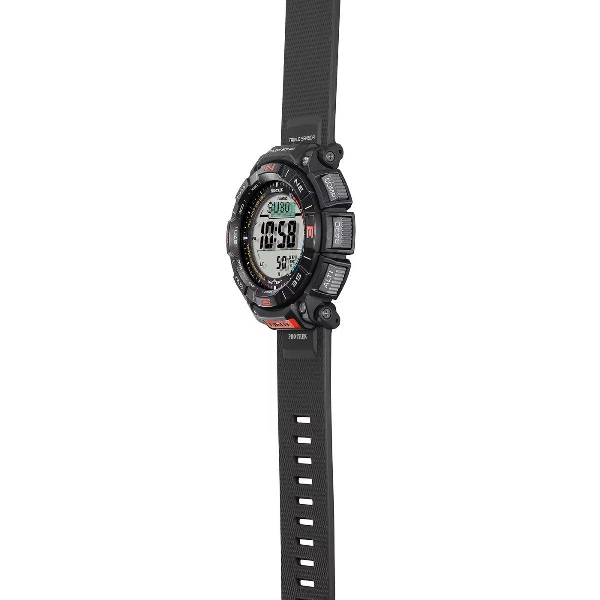 Casio PRO TREK PRG-340-1ER digital unisexklocka med svart urtavla och armband i resin