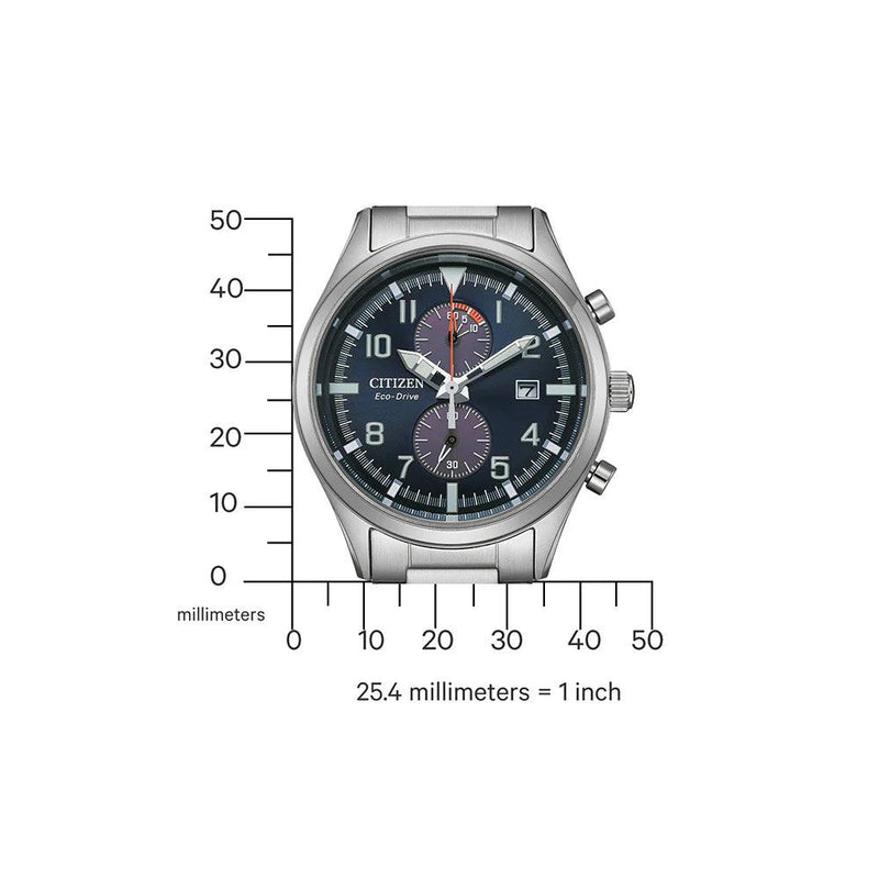 Citizen Eco Drive Ø43mm CA7028-81L analog herrklocka med mörk blå urtavla och armband i rostfritt stål