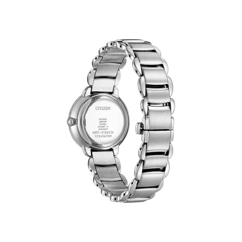 Citizen Eco-Drive EM0920-86L analog damklocka med blå urtavla och armband i rostfritt stål