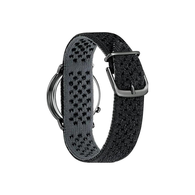 Citizen Eco Drive EM1007-47E analog damklocka med rött urtavla och armband i rostfritt stål