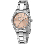 Maserati Competizione R8853100509 analog damklocka med rosa urtavla och armband i rostfritt stål