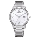 Citizen Eco-Drive BM6755-71A analog herrklocka med vit urtavla och armband i rostfritt stål