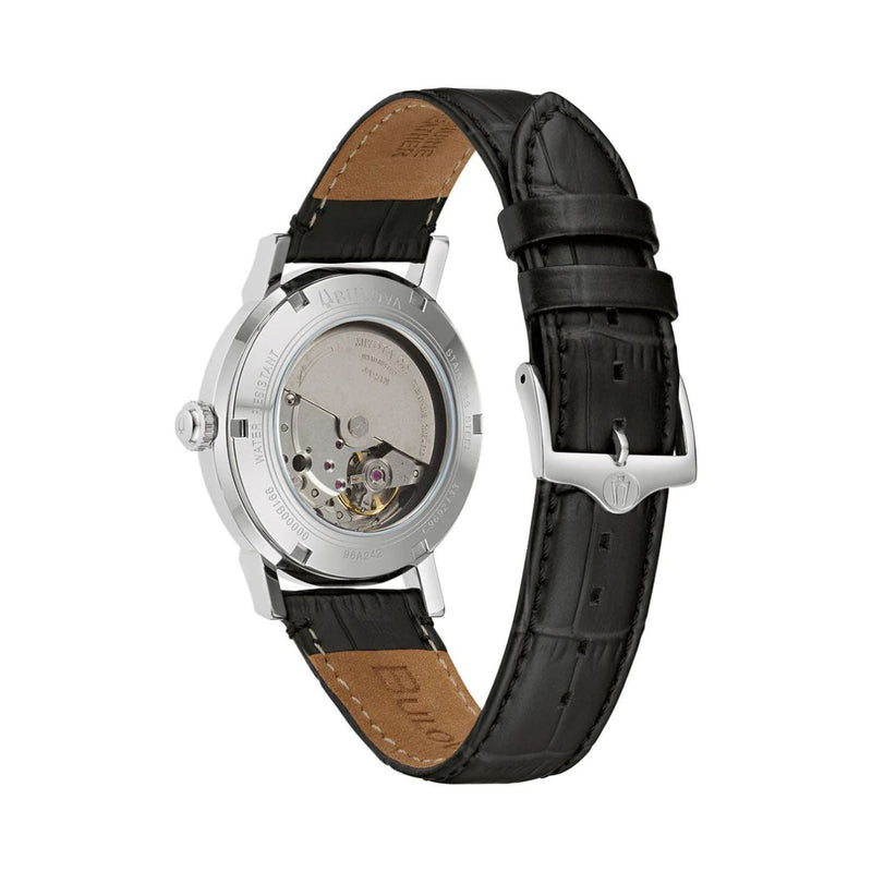 Bulova American Clipper 96A242 analog herrklocka med blå urtavla och armband i läder