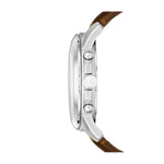 Fossil Grant Chronograph FS4735 analog herrklocka med vit urtavla och armband i läder