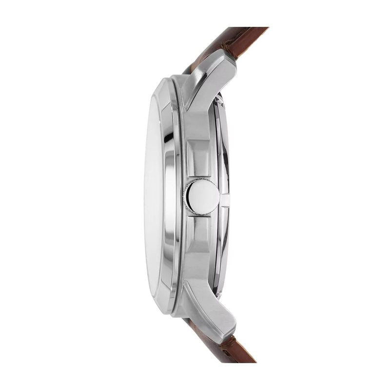 Fossil Grant ME3099 analog herrklocka med beige urtavla och armband i rostfritt stål