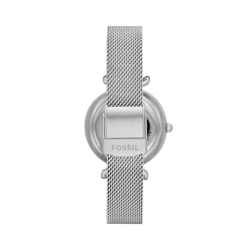 Fossil Carlie Mini ME3189 analog damklocka med vit urtavla och armband i rostfritt stål